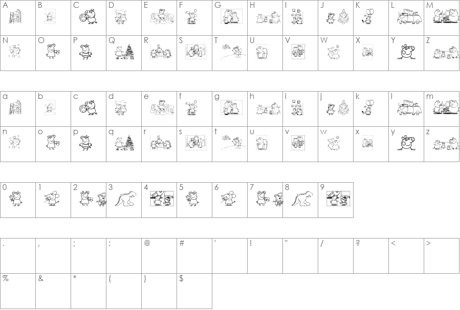 Peppa Pig font character map preview