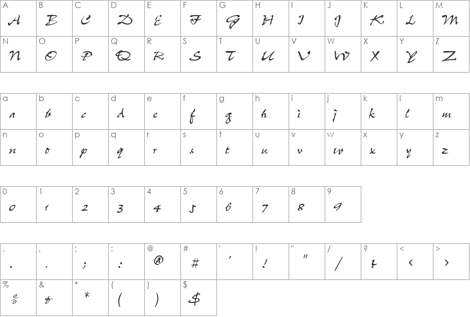 Pepper font character map preview