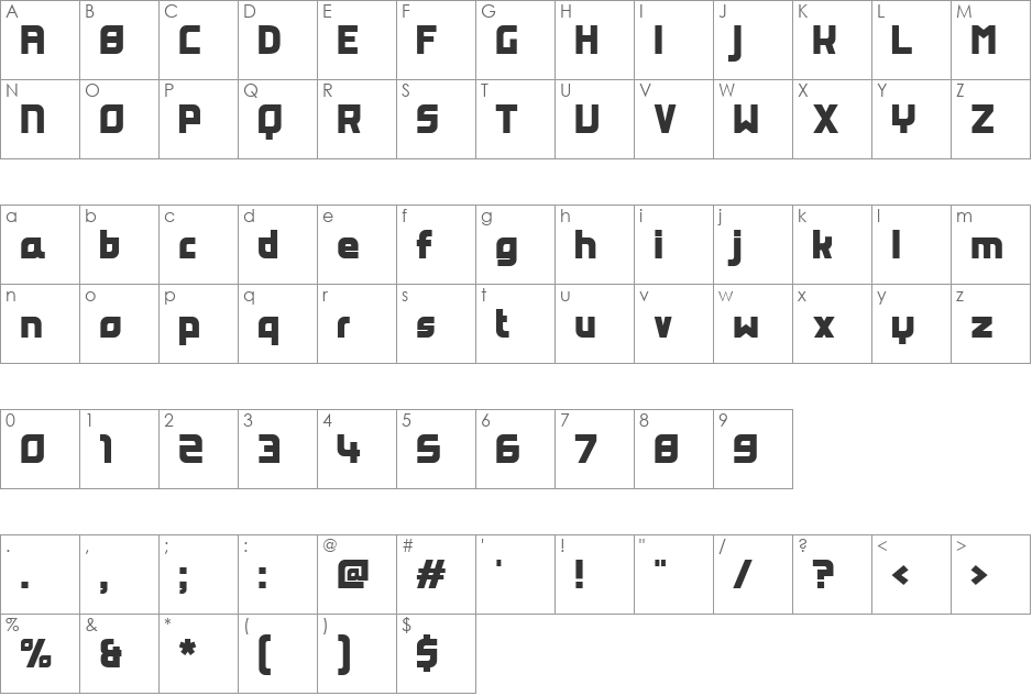 PEPPERMINT font character map preview