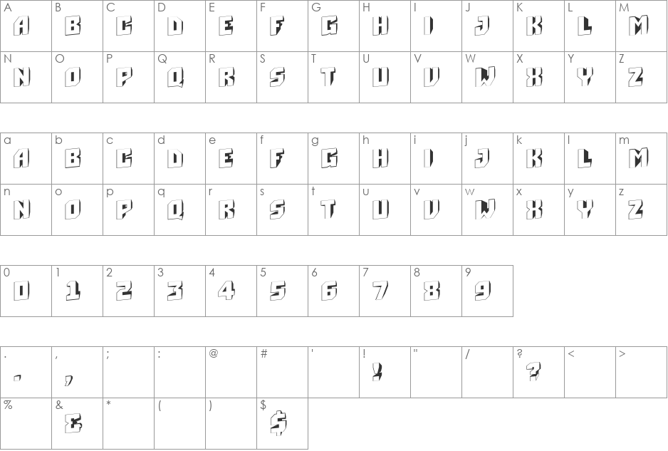 a_Simpler3DSiftUp font character map preview