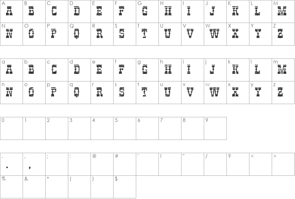 Perdido font character map preview