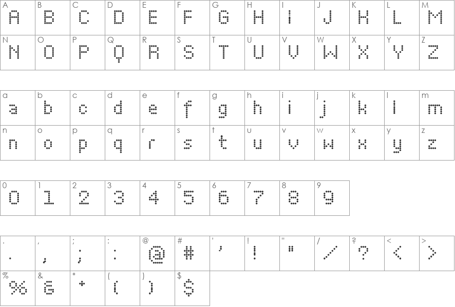 Perfo font character map preview