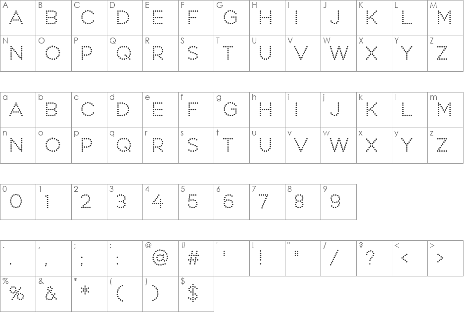 Perfograma font character map preview