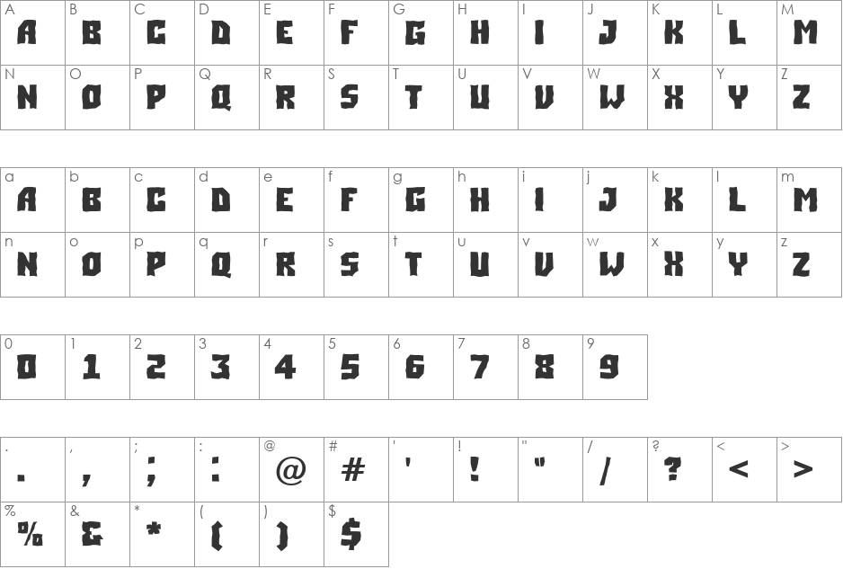 a_SimplerBrk font character map preview