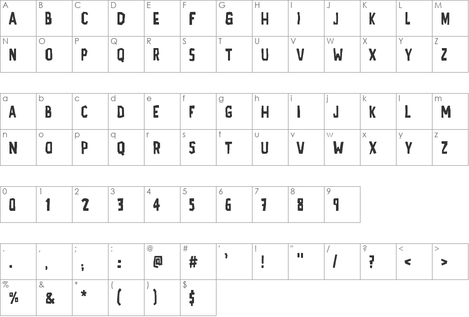 AD Polaquita font character map preview