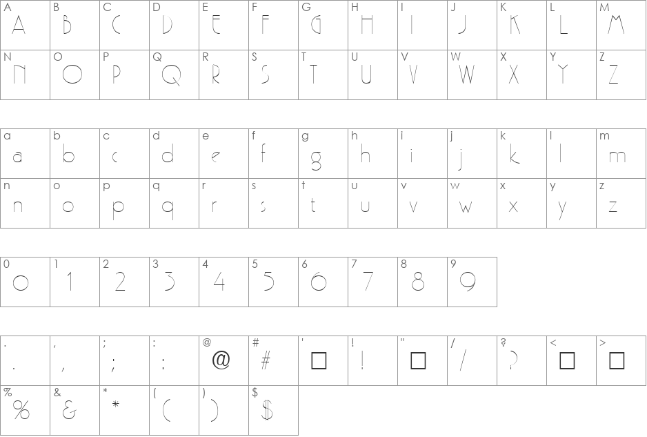 Pergamon font character map preview