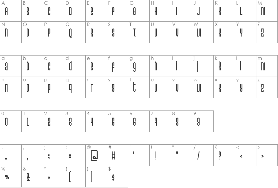 Permanent daylight font character map preview