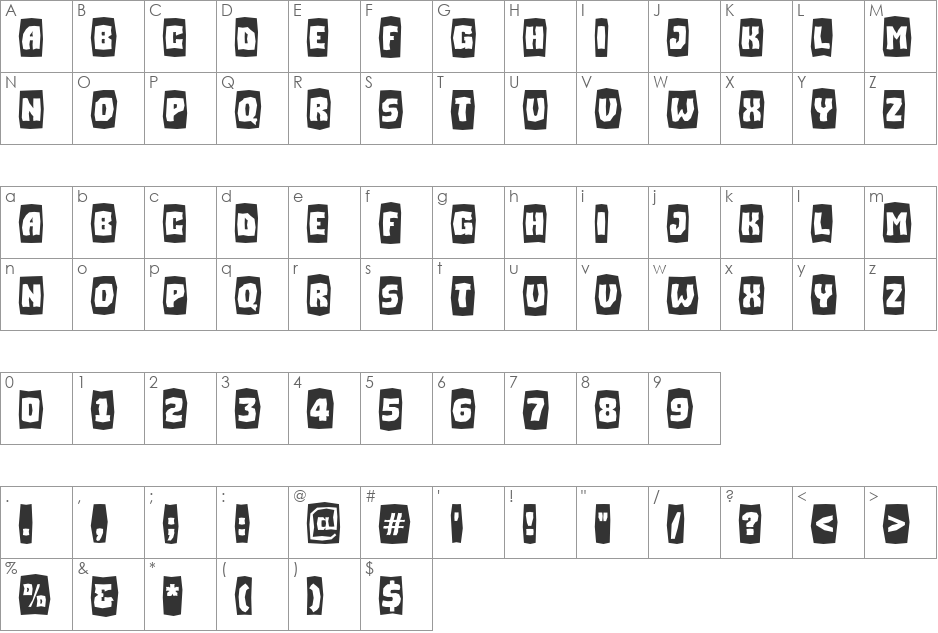 a_SimplerCmBrk font character map preview
