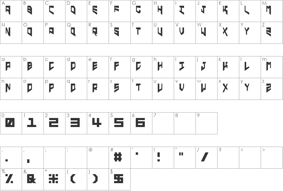 pers font character map preview