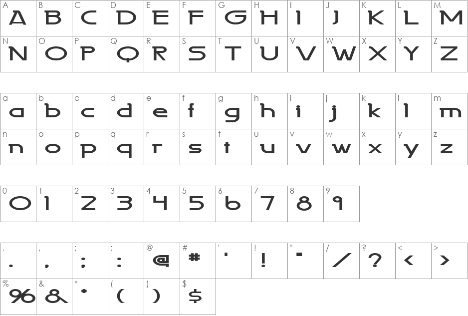 Persia Extended font character map preview