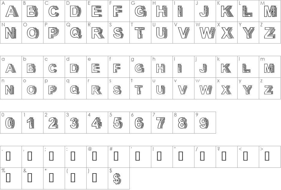 Persona Non Grata font character map preview