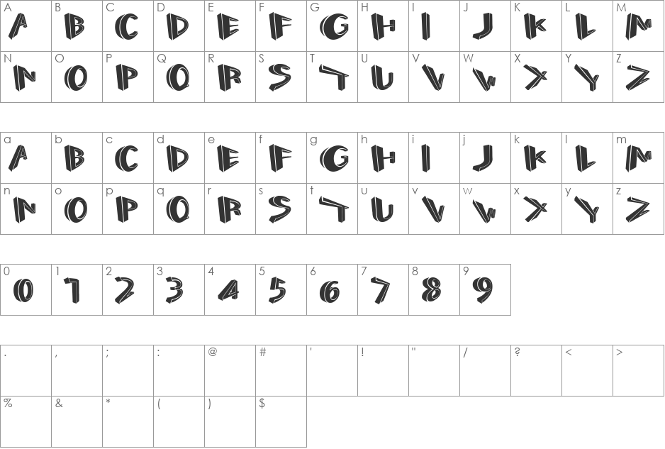 Perspect font character map preview
