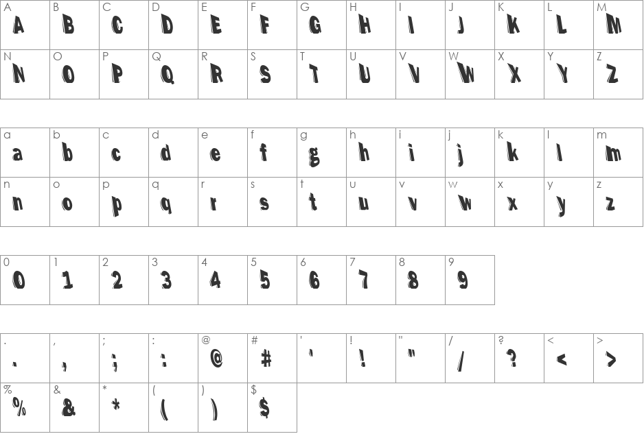 Perspection font character map preview