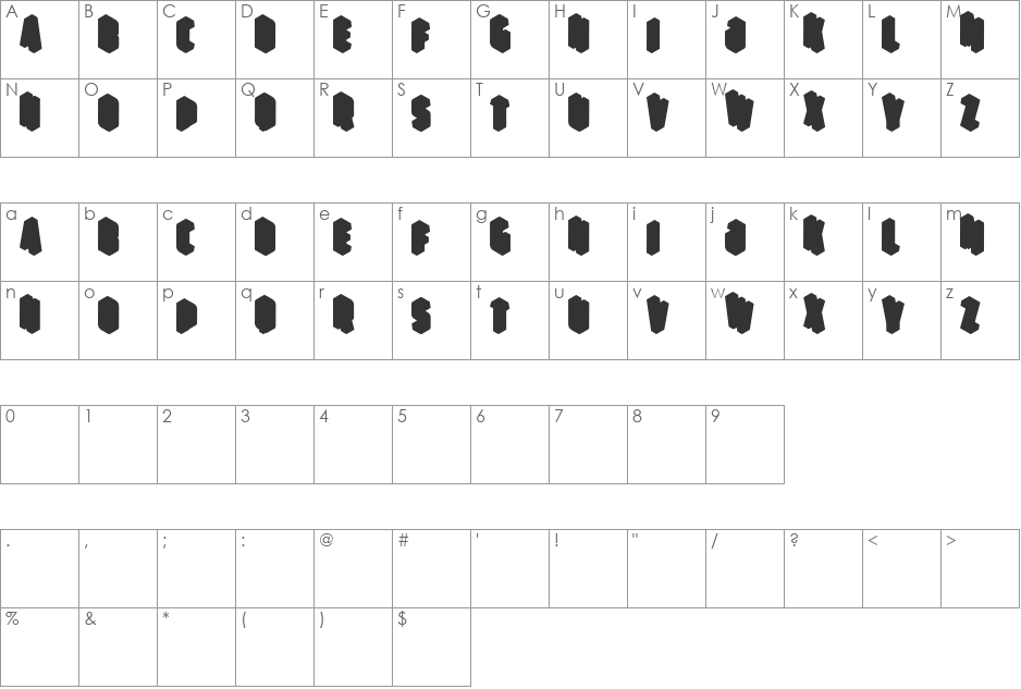 Perspective font character map preview