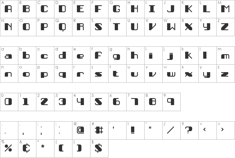 Persuasion BRK font character map preview