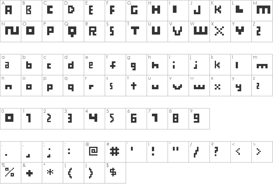 Perturb the Outline font character map preview