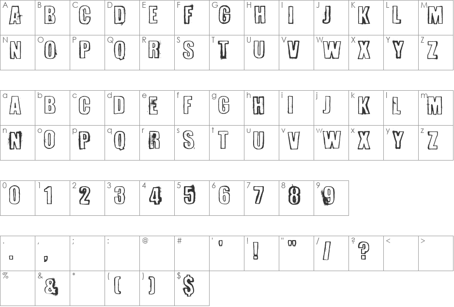 Perversionist font character map preview