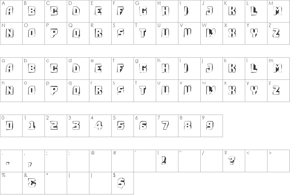 a_SimplerDst3D font character map preview