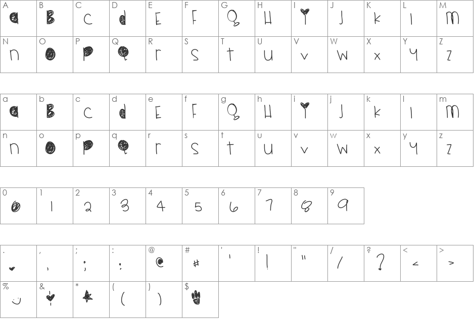 PetLove font character map preview
