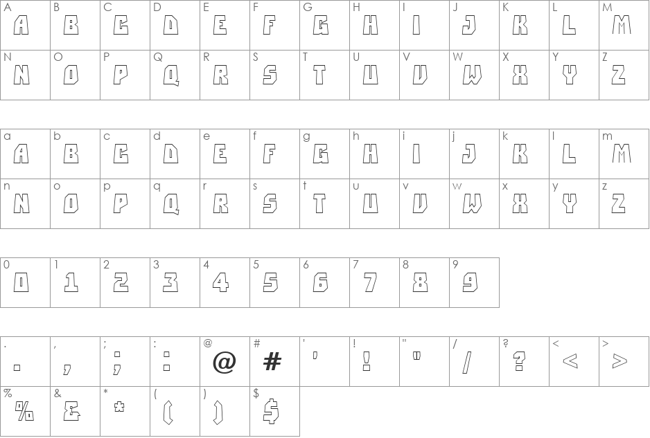 a_SimplerPrspOtl font character map preview