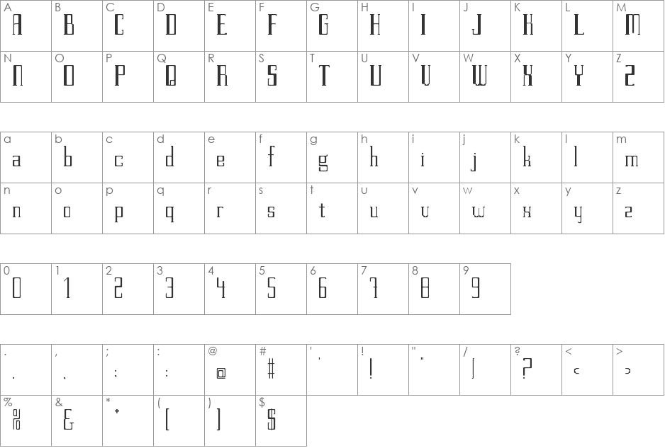 Pettit v.2 font character map preview