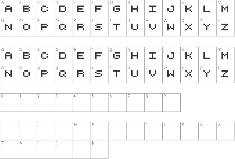 Petyka - Retro Computer___SHORT font character map preview