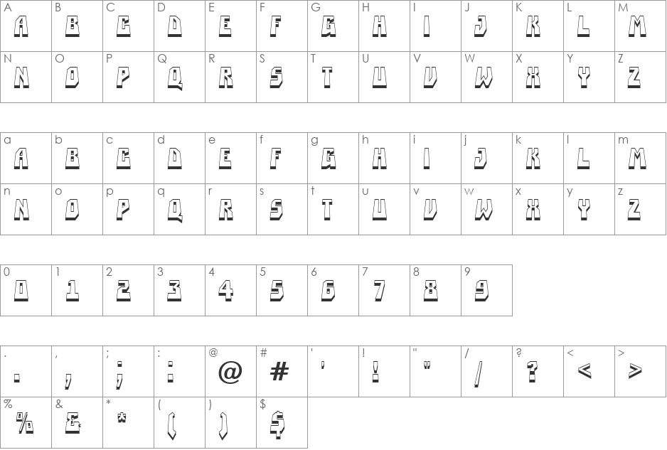a_SimplerPrspSh font character map preview