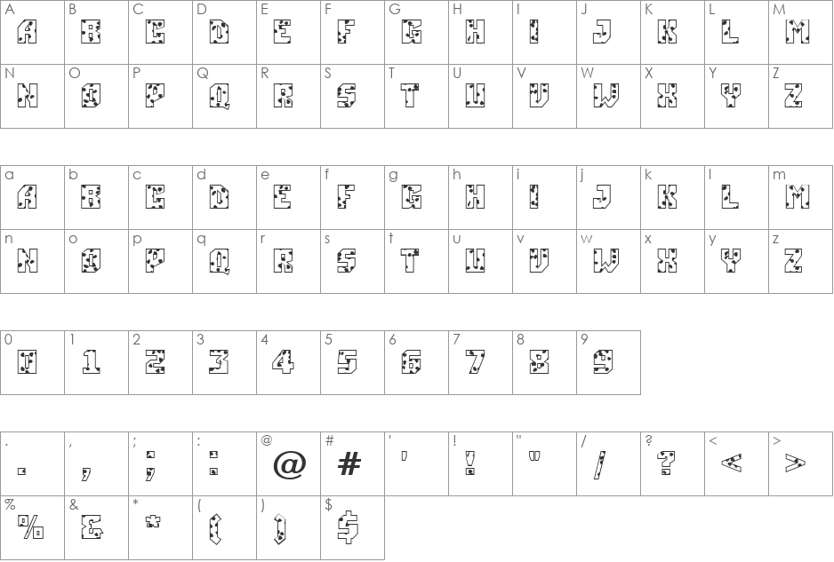 a_SimplerSpot font character map preview