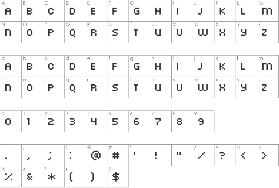 PF Arma Five font character map preview