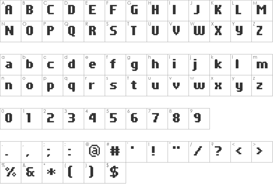 PF Tempesta Seven Condensed font character map preview