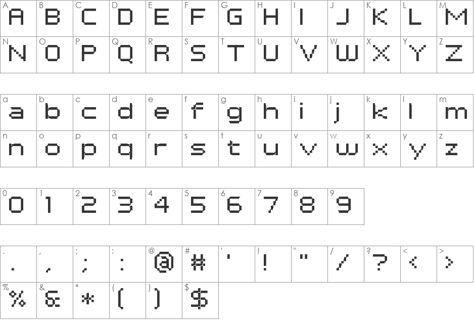 PF Tempesta Seven Extended font character map preview