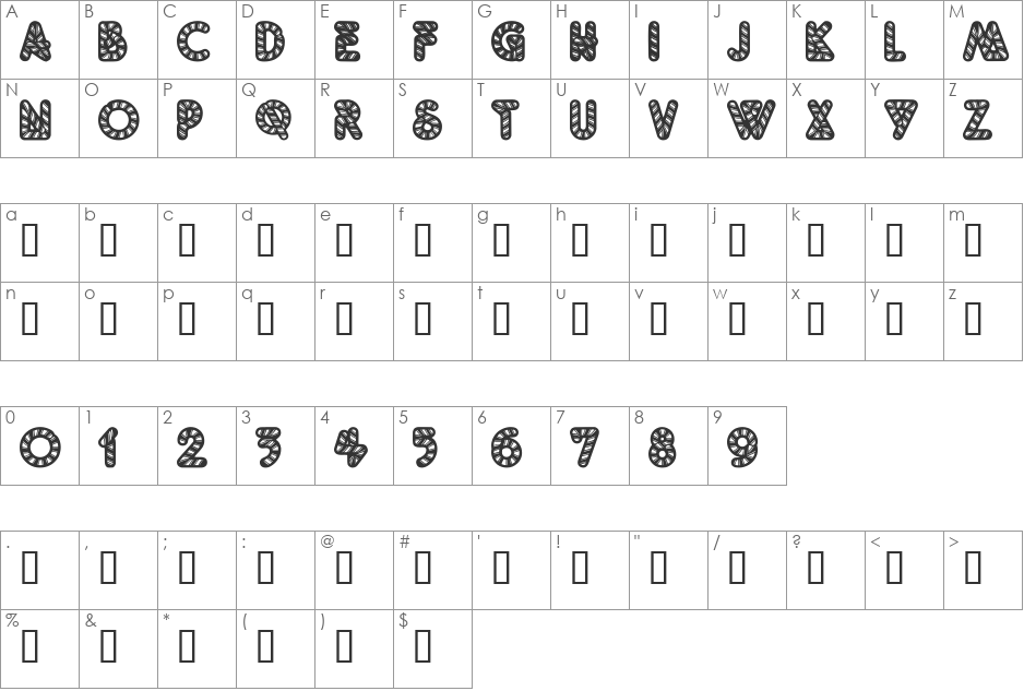 Pfeffermintz font character map preview