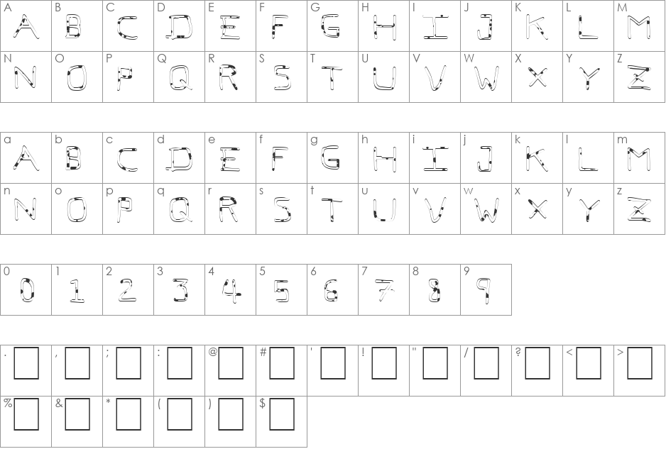 Pfvvbf7 liquid font character map preview