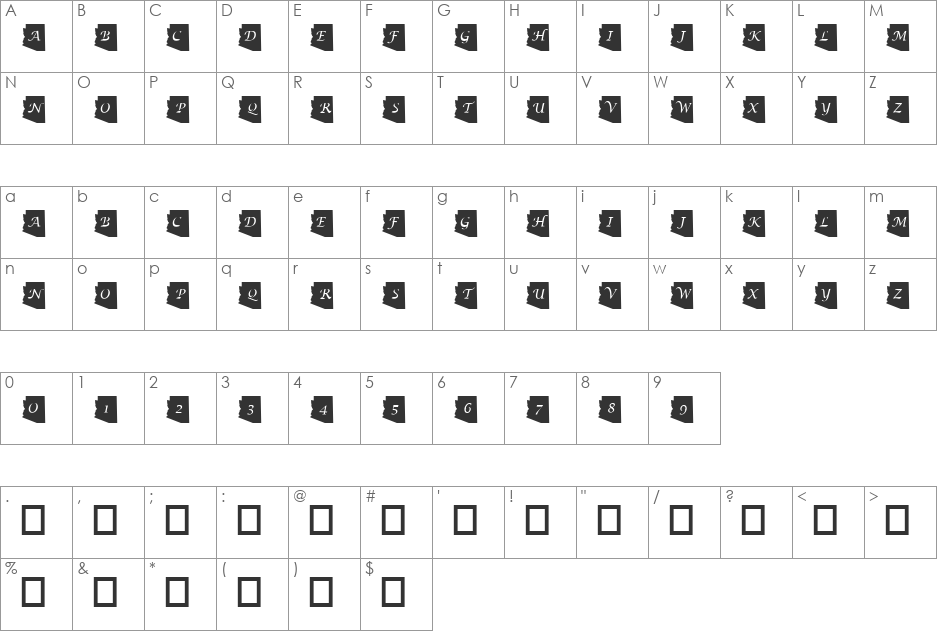 pf_arizona font character map preview