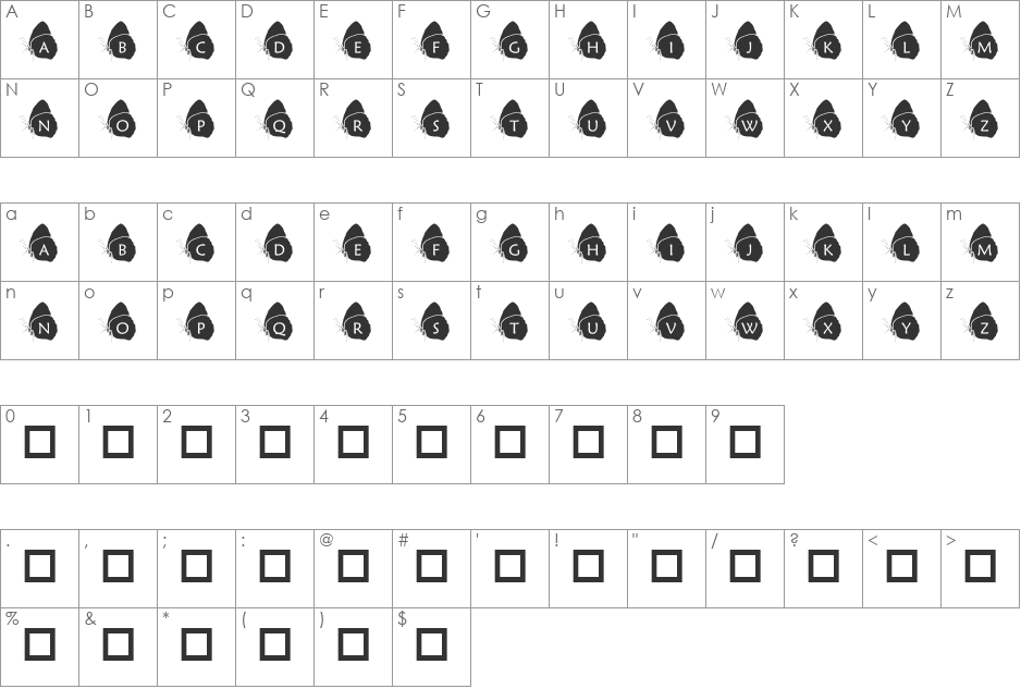 pf_bfly1 font character map preview