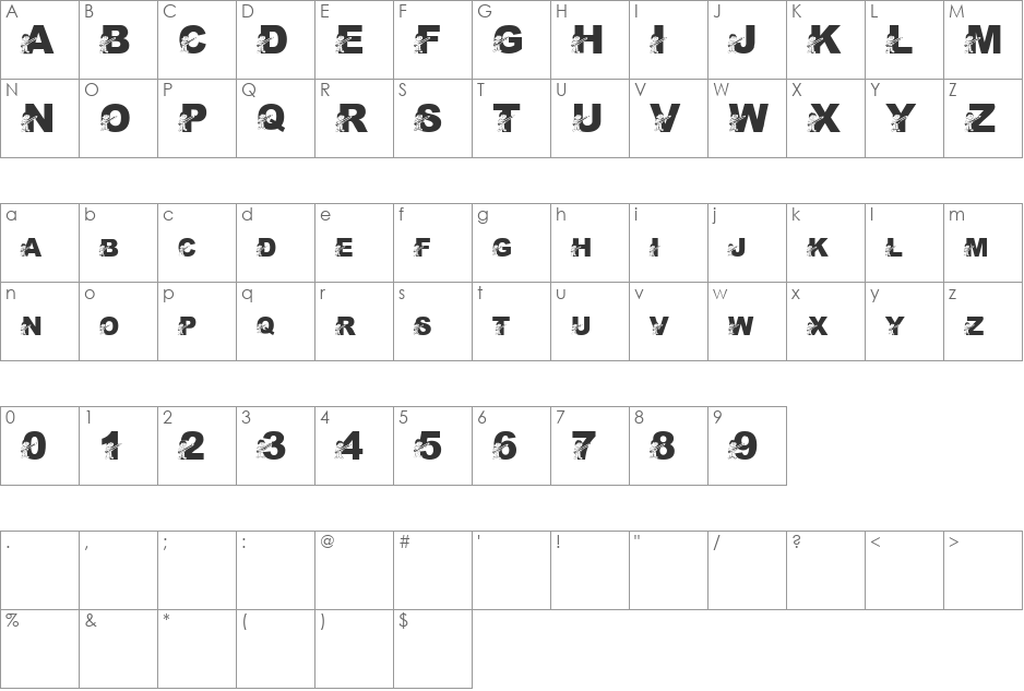 pf_boyo-1 font character map preview