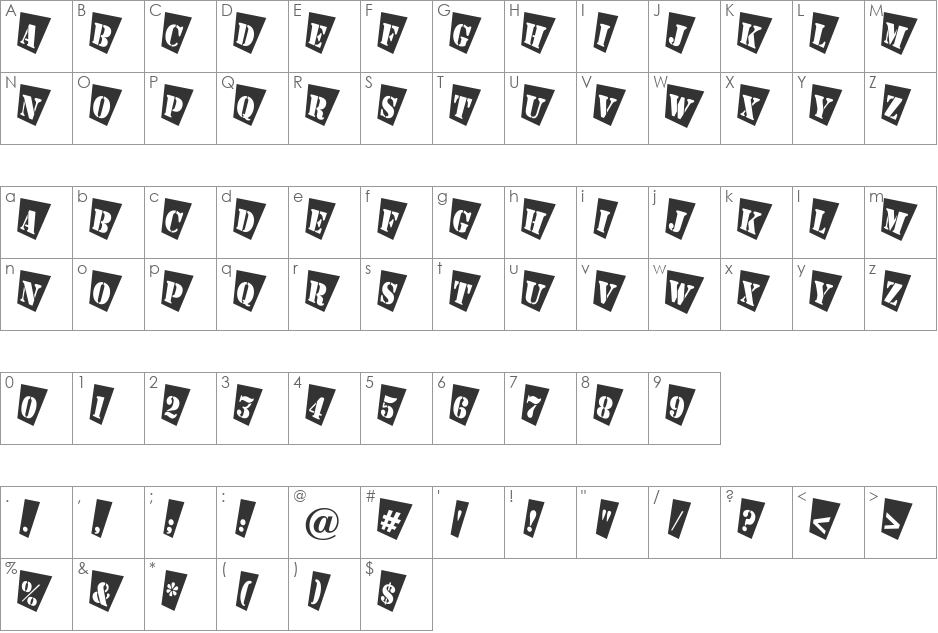 a_StamperCmTw font character map preview
