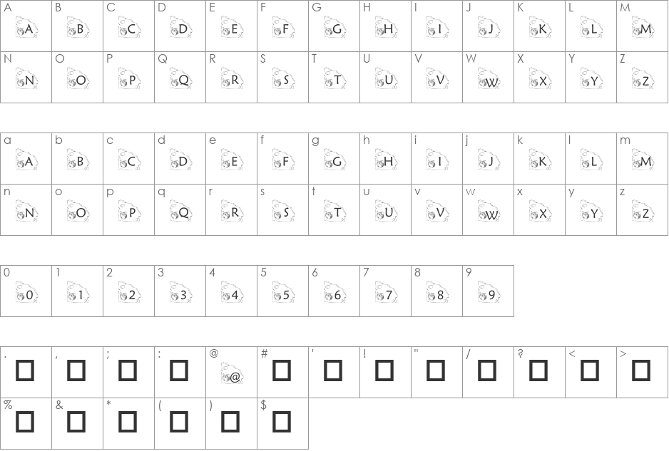 pf_cheesemouse1 font character map preview