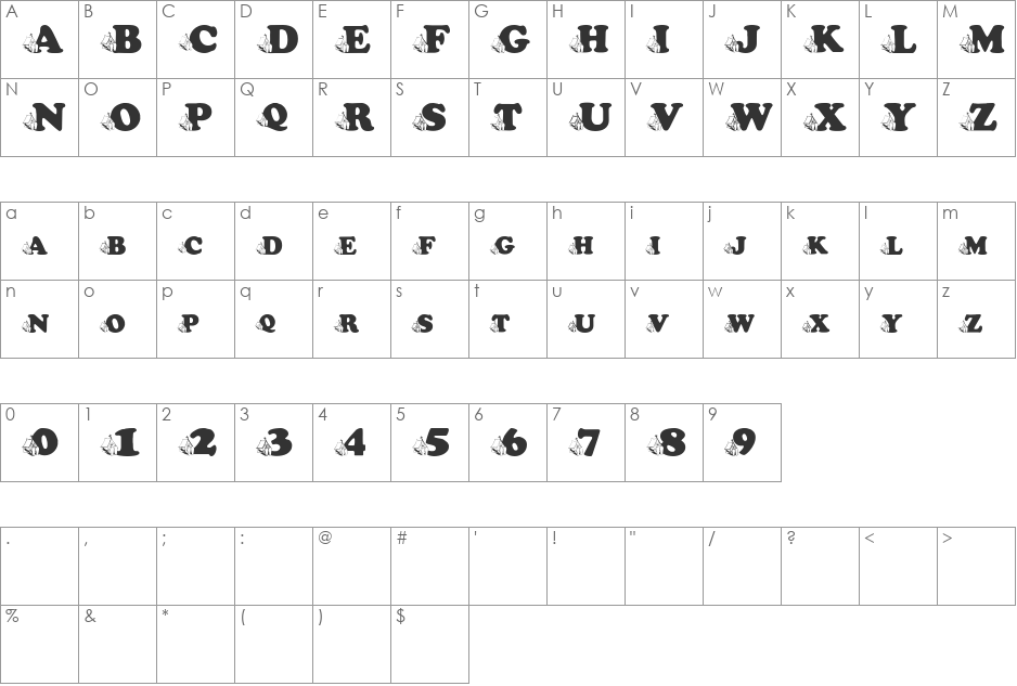 pf_Church font character map preview