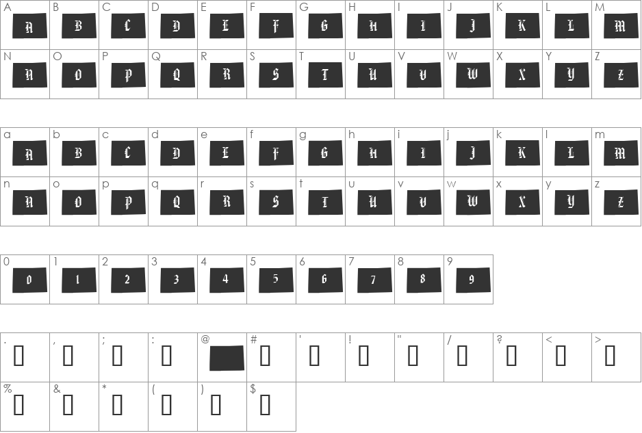 pf_co font character map preview