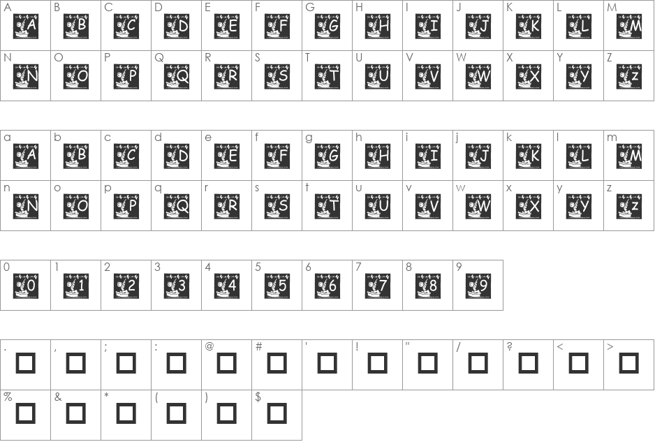 pf_dh1 font character map preview
