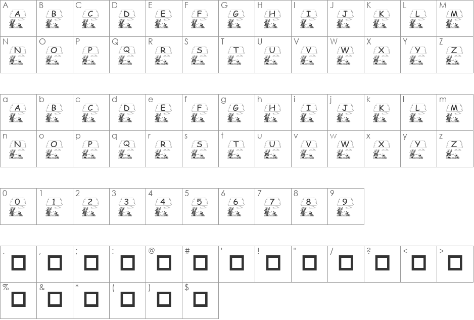 pf_dh2 font character map preview