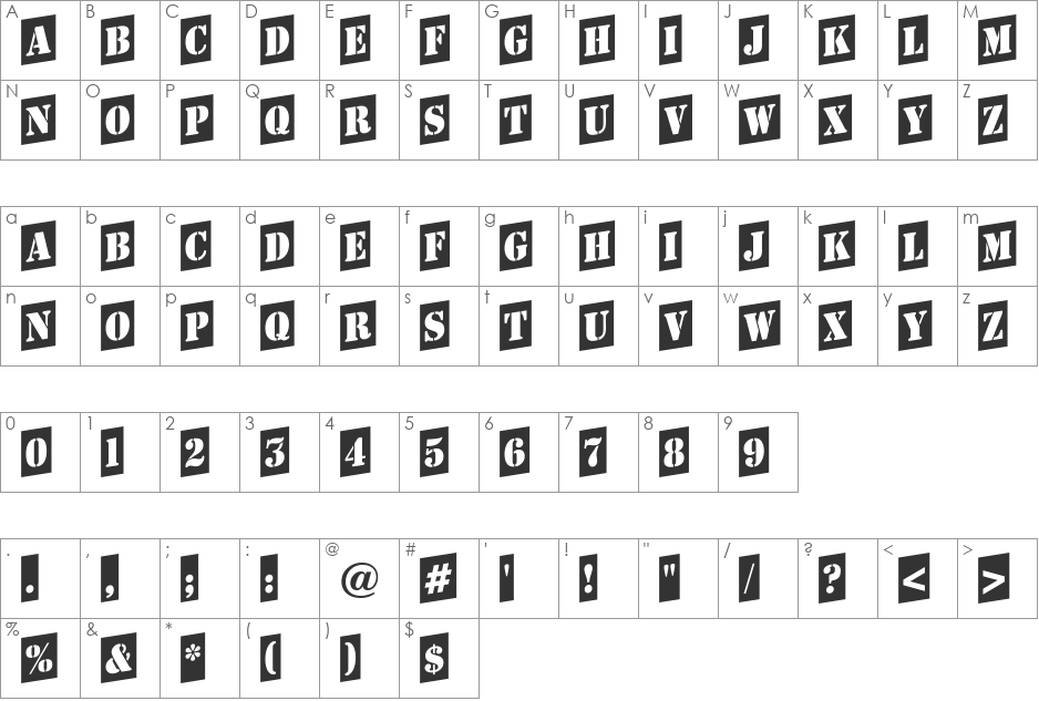 a_StamperCmUp font character map preview