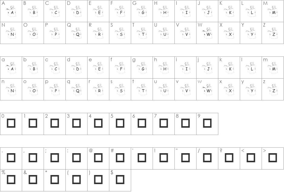 pf_dog2 font character map preview