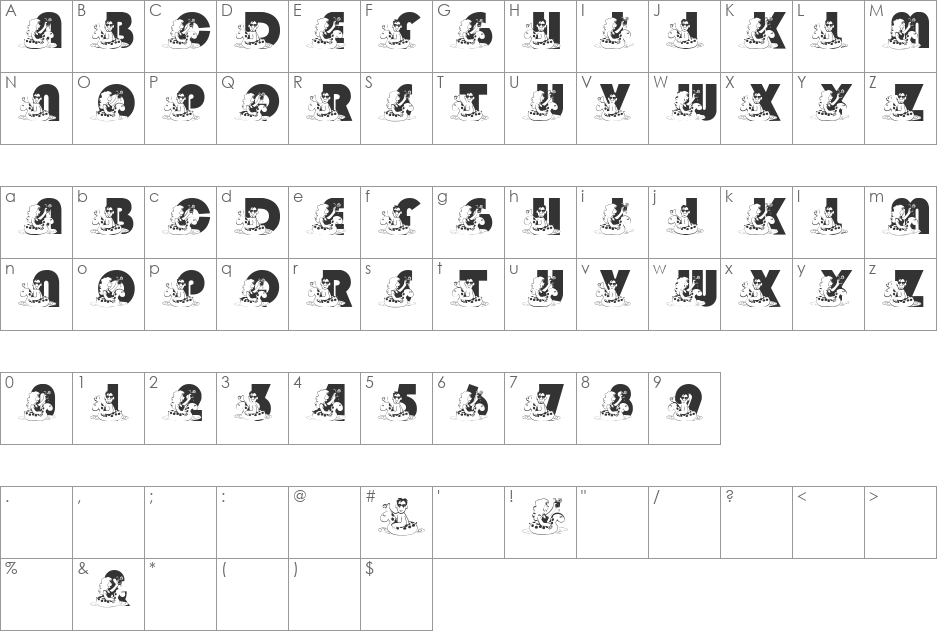 pf_floating_in_pool font character map preview