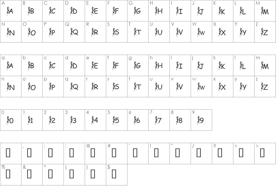 pf_griffin climbing font character map preview