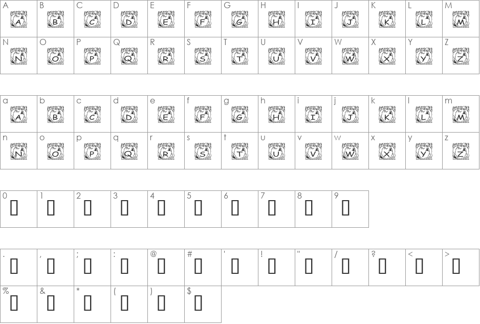 pf_holloween1 font character map preview