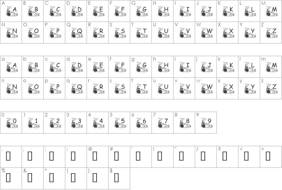 pf_holloween2 font character map preview