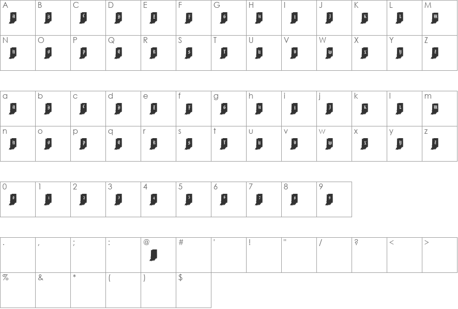 pf_in font character map preview