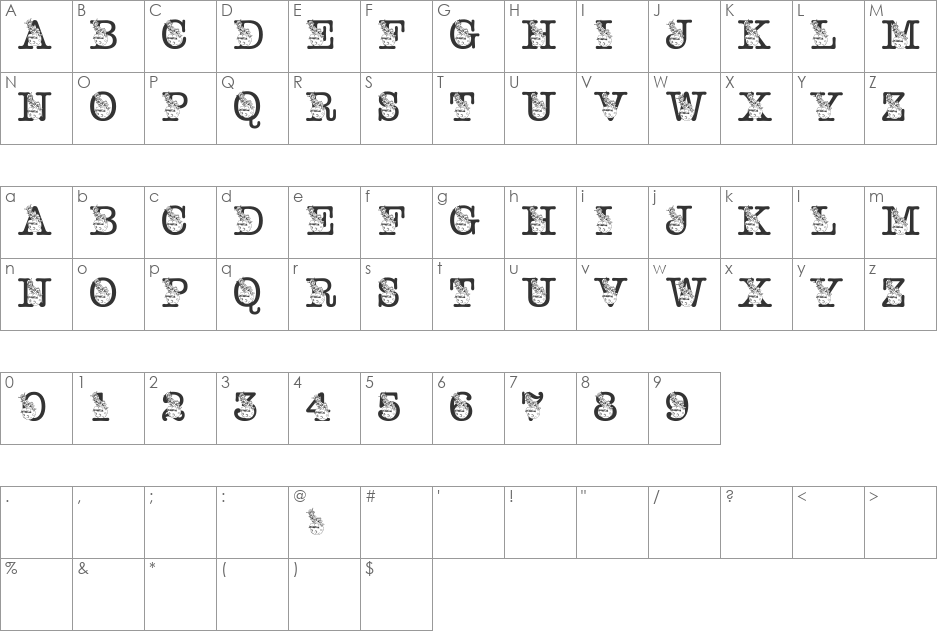 pf_joy_of_reading font character map preview
